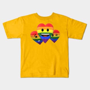emoji Rainbow Hearts Kids T-Shirt